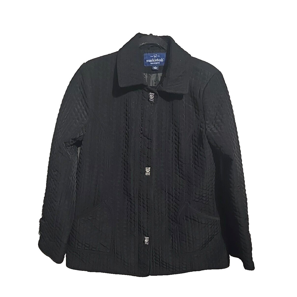 Mackintosh New England Black Zip‎ Front Long Sleeve Quilted Jacket Womans Large